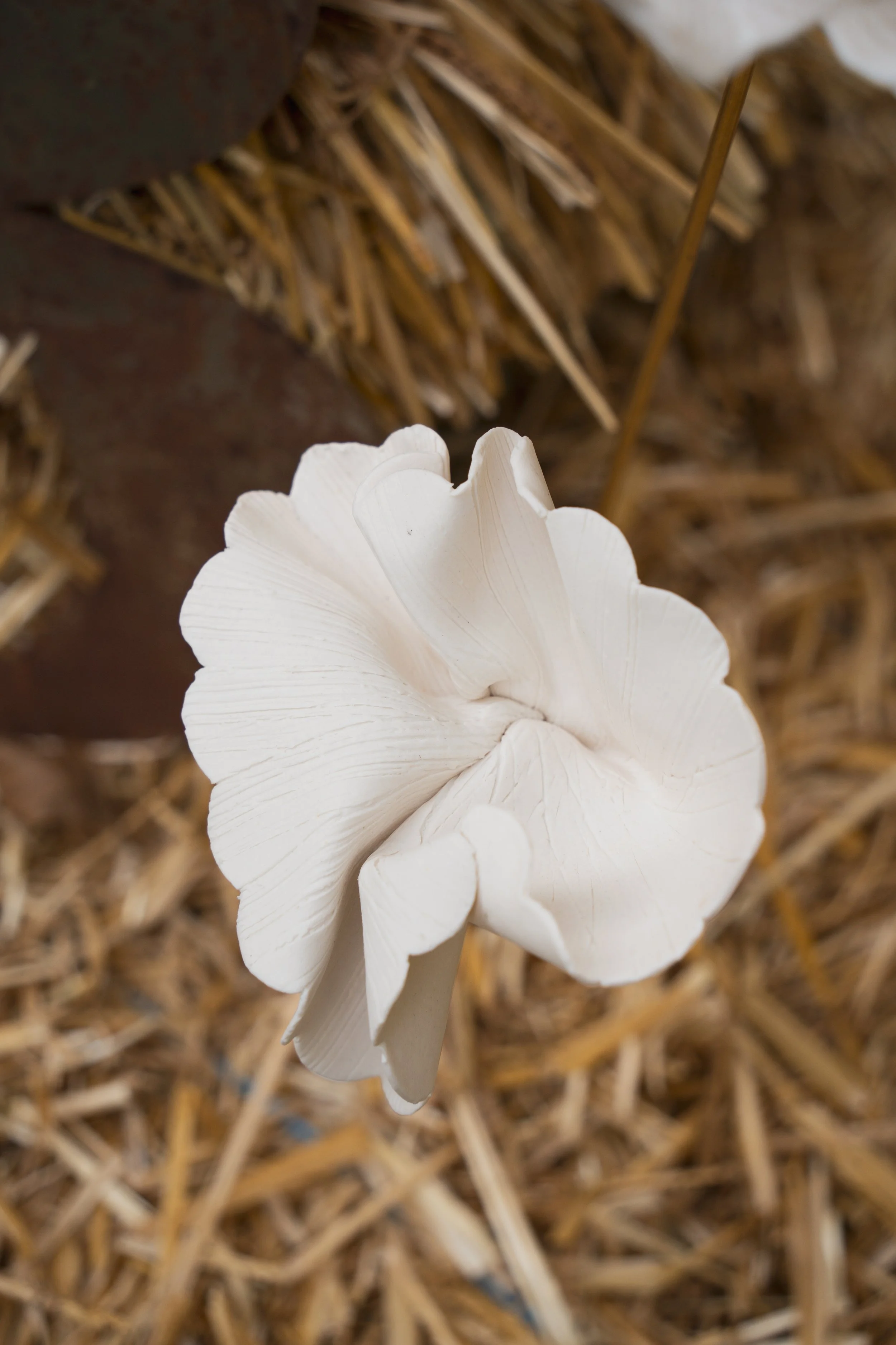  Grande fleur sculpturale en porcelaine  pensée dans une démarche durable, elle sublime votre décoration de mariage le jour J avant de devenir une pièce maîtresse pérenne dans votre intérieur.