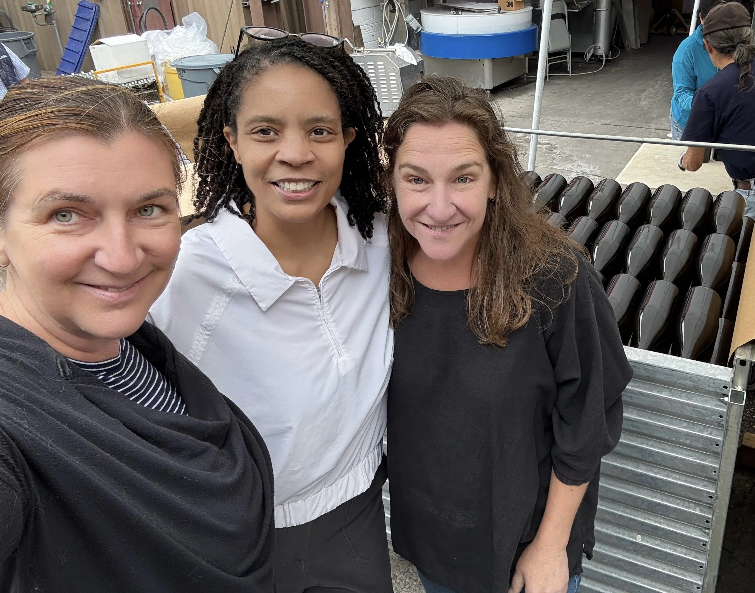 Tammee Thompson with the winemaking team at the inaugural bottling of AERILYN's 2024 vintage.