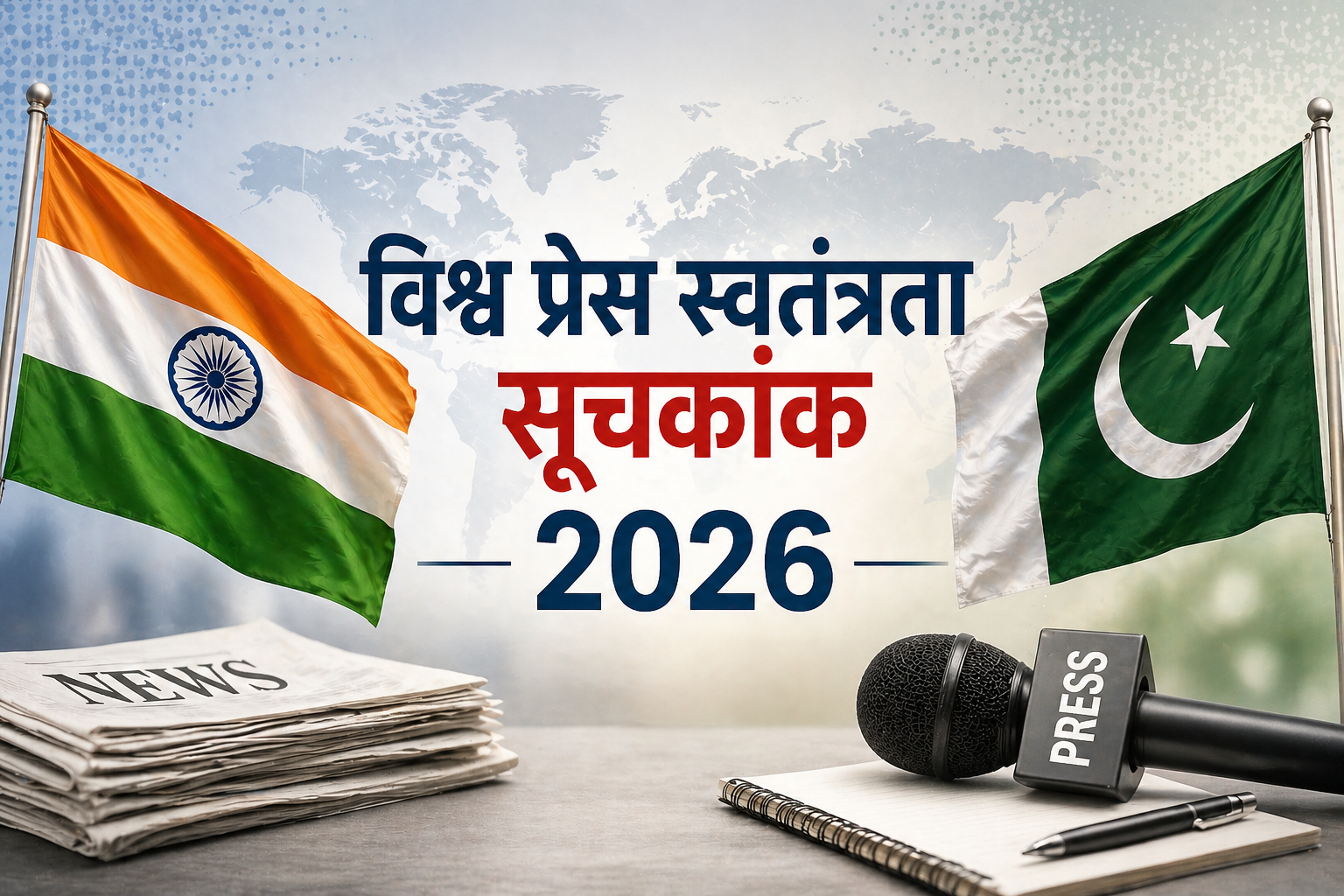 विश्व प्रेस स्वतंत्रता सूचकांक 2026: भारत छह स्थान फिसला, पाकिस्तान पांच पायदान ऊपर चढ़ा