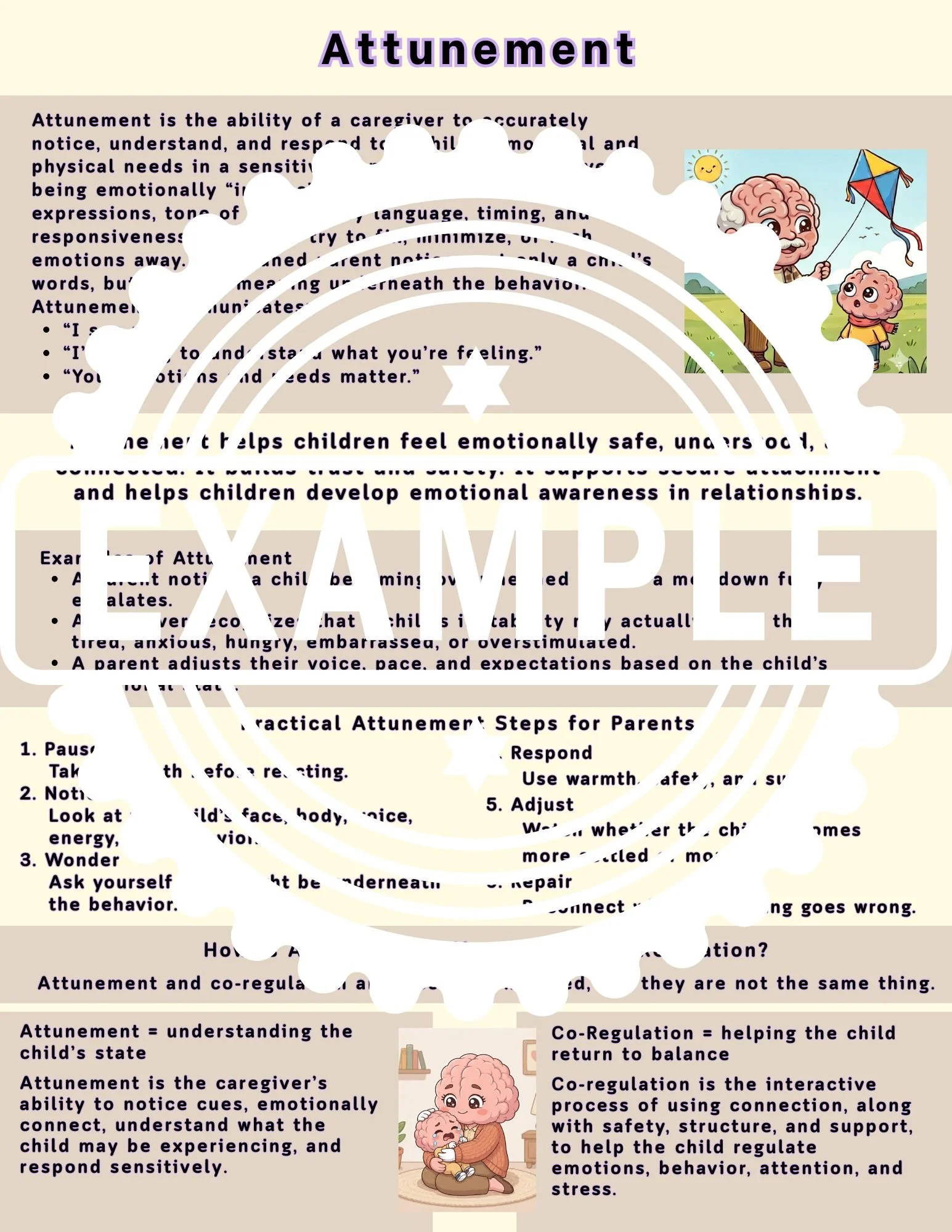 Attunement Parent Handout - Connection, Co-Regulation & Child Emotional Safety Printable | Digital Download