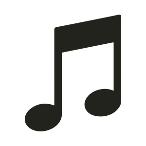 Black musical note icon on a transparent background.
