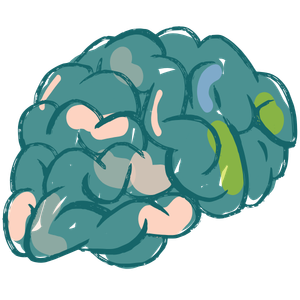 Illustrated brain graphic representing trauma-informed therapy and mental health support for mission-driven professionals in North Carolina.