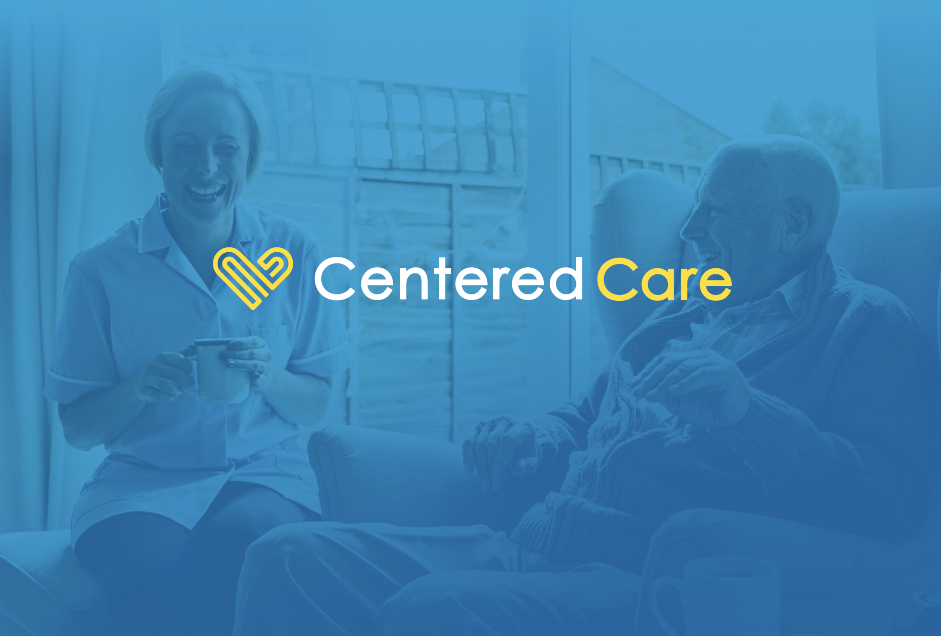 Nurse and patient in senior living community with Centered Care logo