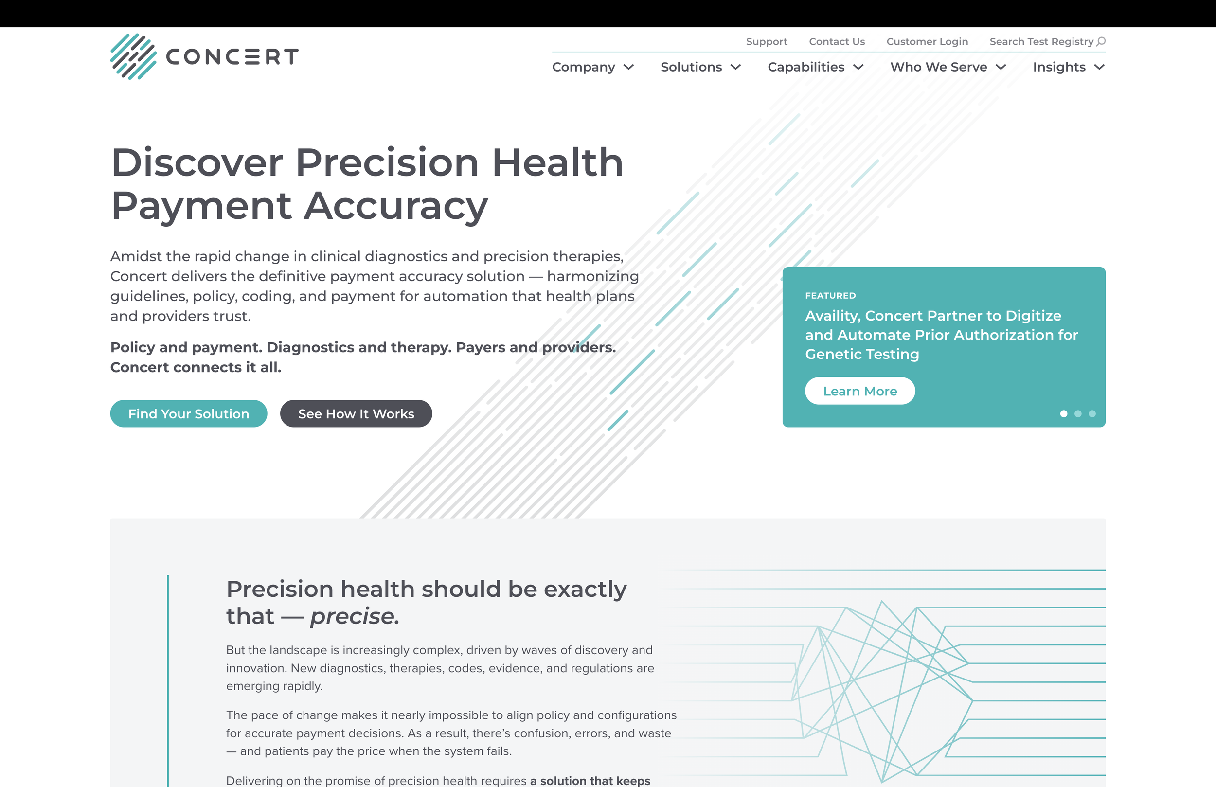 Led two engagements with Concert — first defining positioning, messaging, and website copy for its precision health payment accuracy platform, then returning to lead a category creation workshop and updated messaging.