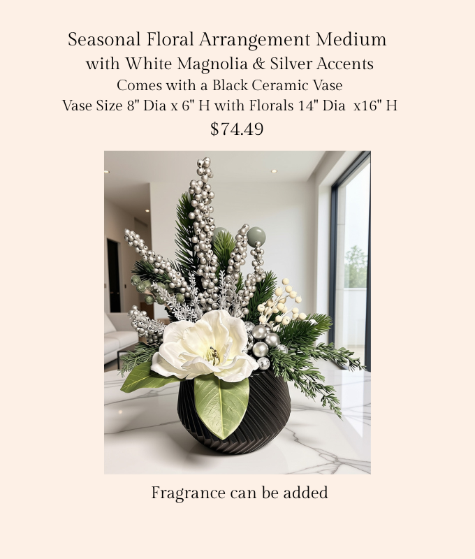 Seasonal Floral Arrangement with Magnolia and Silver Accents.png