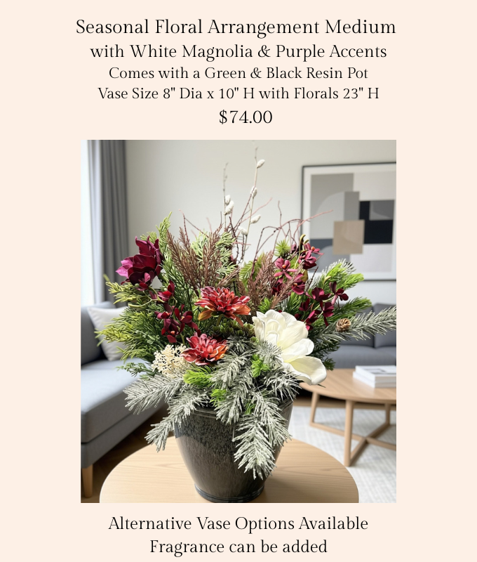 Seasonal Floral Arrangement with Magnolia and Purple Accents R12.png