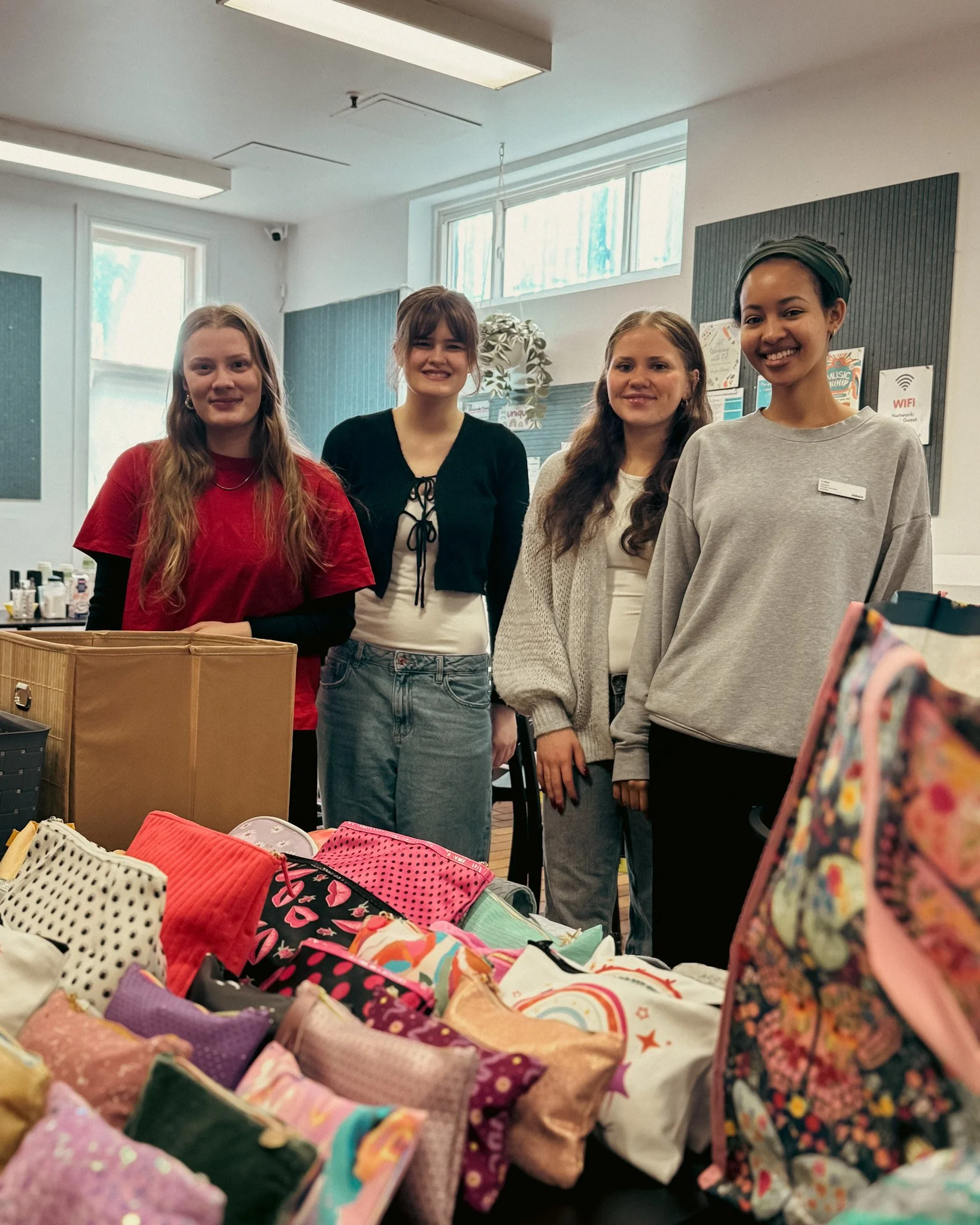 Social Services students from NSCC are getting set up for today's Shine Project--a place for community members to receive a free makeover and wellness kits! The Shine Project runs from 9:30 to 11 today and next Friday.