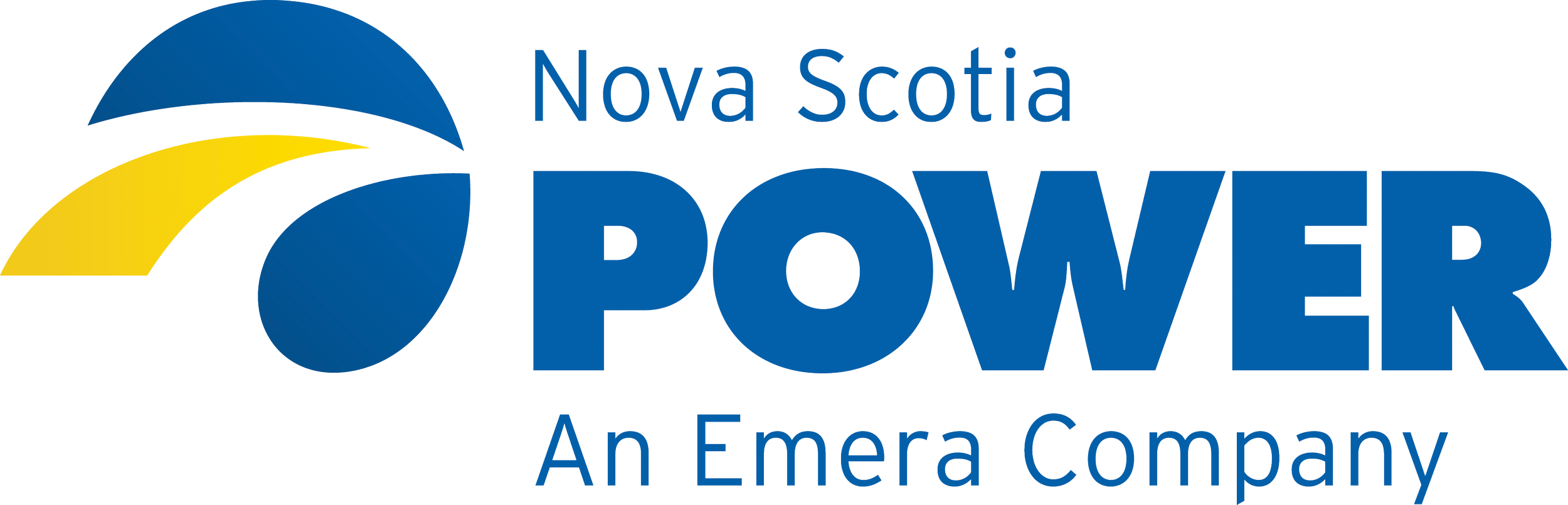 Logo for Nova Scotia Power, a subsidiary of Emera, featuring a blue and yellow design with text 'Nova Scotia Power' and 'An Emera Company'.