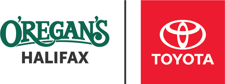 Logo of O'Regan's Halifax on the left and Toyota on the right, separated by a vertical line.