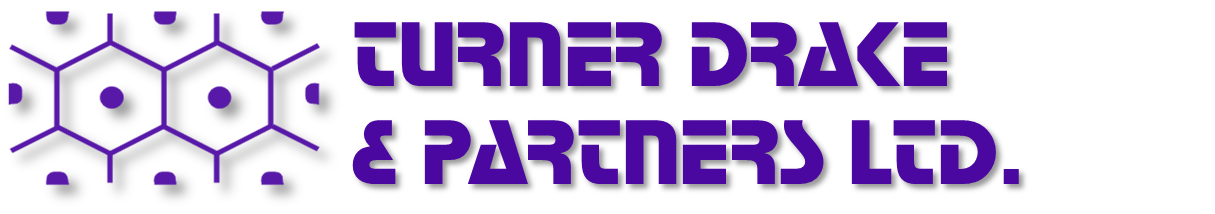 Logo of Turner Drake & Partners Ltd. with a purple honeycomb design to the left of the text.
