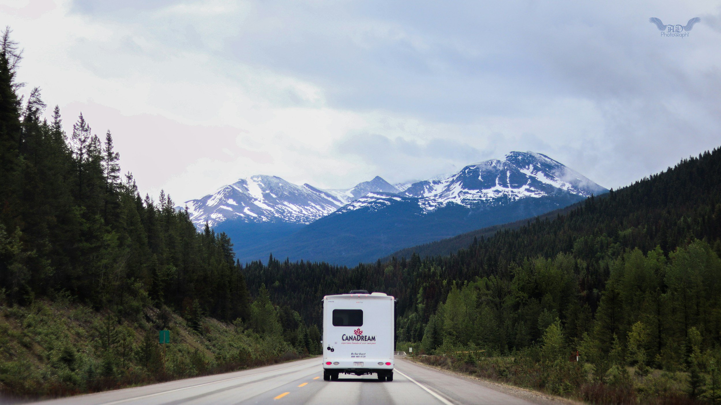 photo of RV on the road
