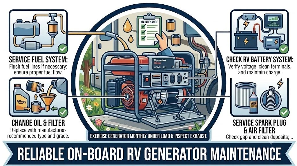On board RV generator annual maintenance icon
