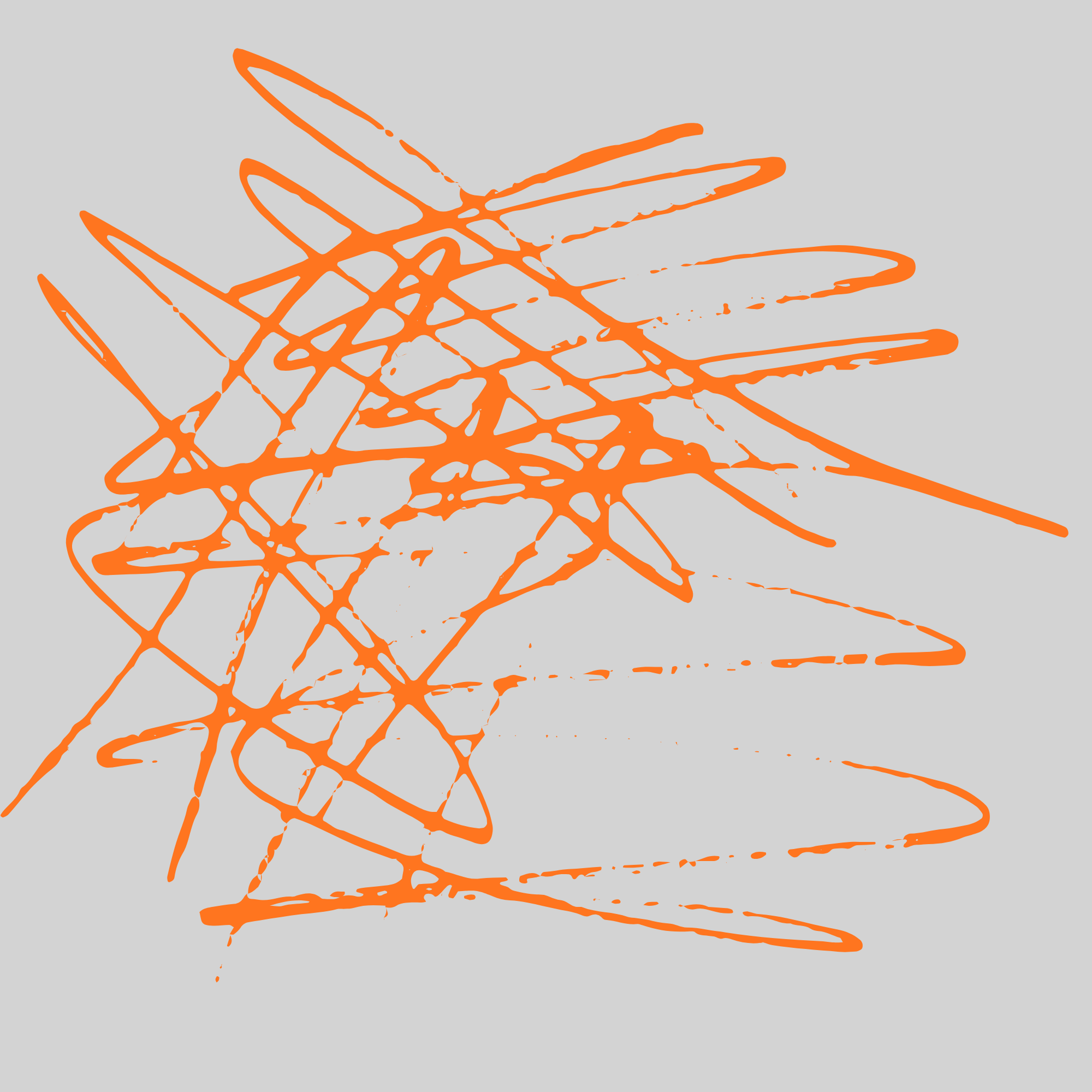 Orange abstract lines on a light gray background