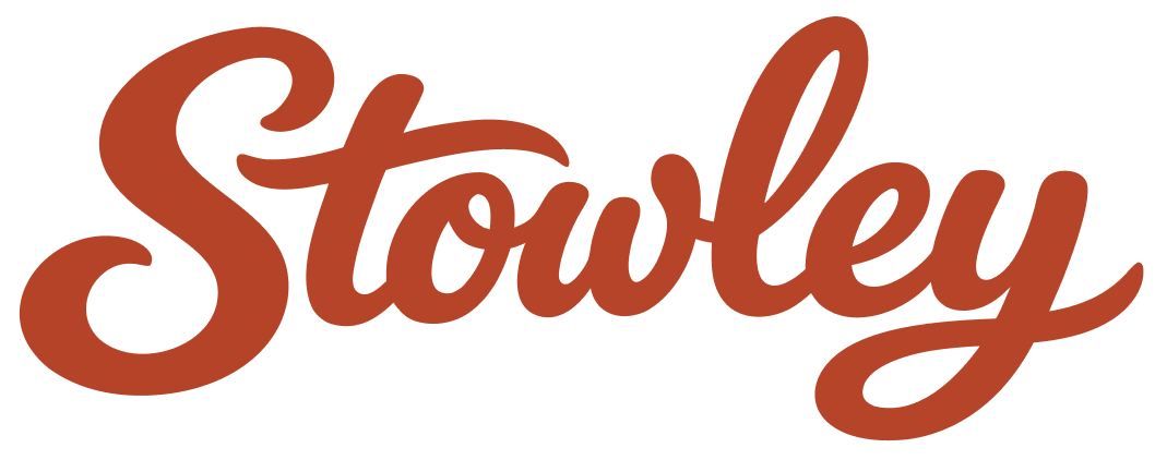 The word 'Stowley' written in bold, cursive, brown lettering on a transparent background.