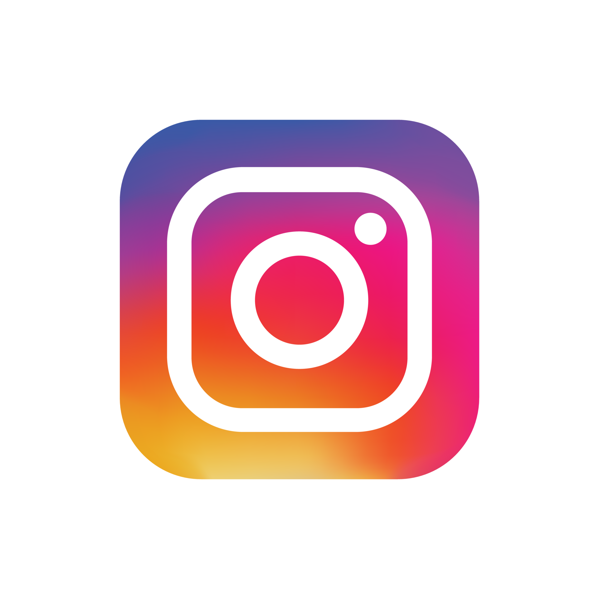 Instagram logo with a gradient background of purple, pink, orange, and yellow.