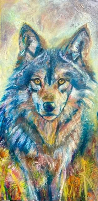 wolf painting mixed media oil abstract realism sensorial expressionism