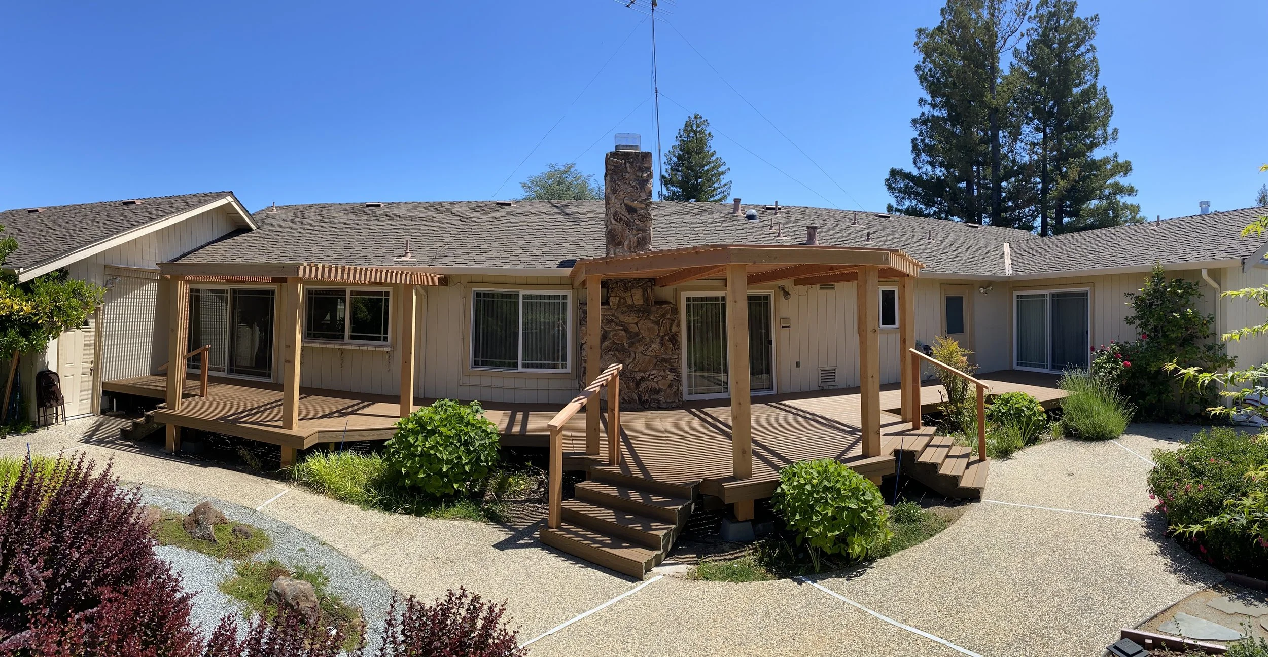 Custom designed 80 ft Deck with double awning 