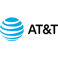 AT&T logo with blue globe and black text