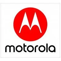 Motorola logo with red circle and stylized white 'M' inside, followed by the word 'motorola' in lowercase.