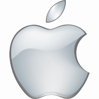 Silver Apple logo on a white background