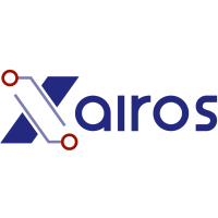 Logo of Xairos, featuring stylized text with geometric design elements and circuit-like lines.