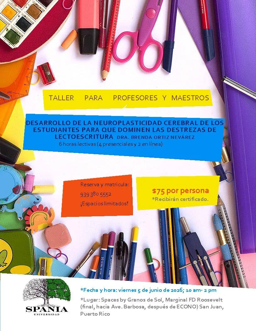 Taller: Desarrollo de la neuroplasticidad cerebral de los estudiantes para dominar las destrezas de lectoescritura