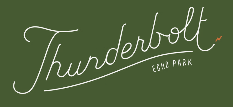 Stylized text that reads "Thunderbolt Echo Park" on a dark green background.