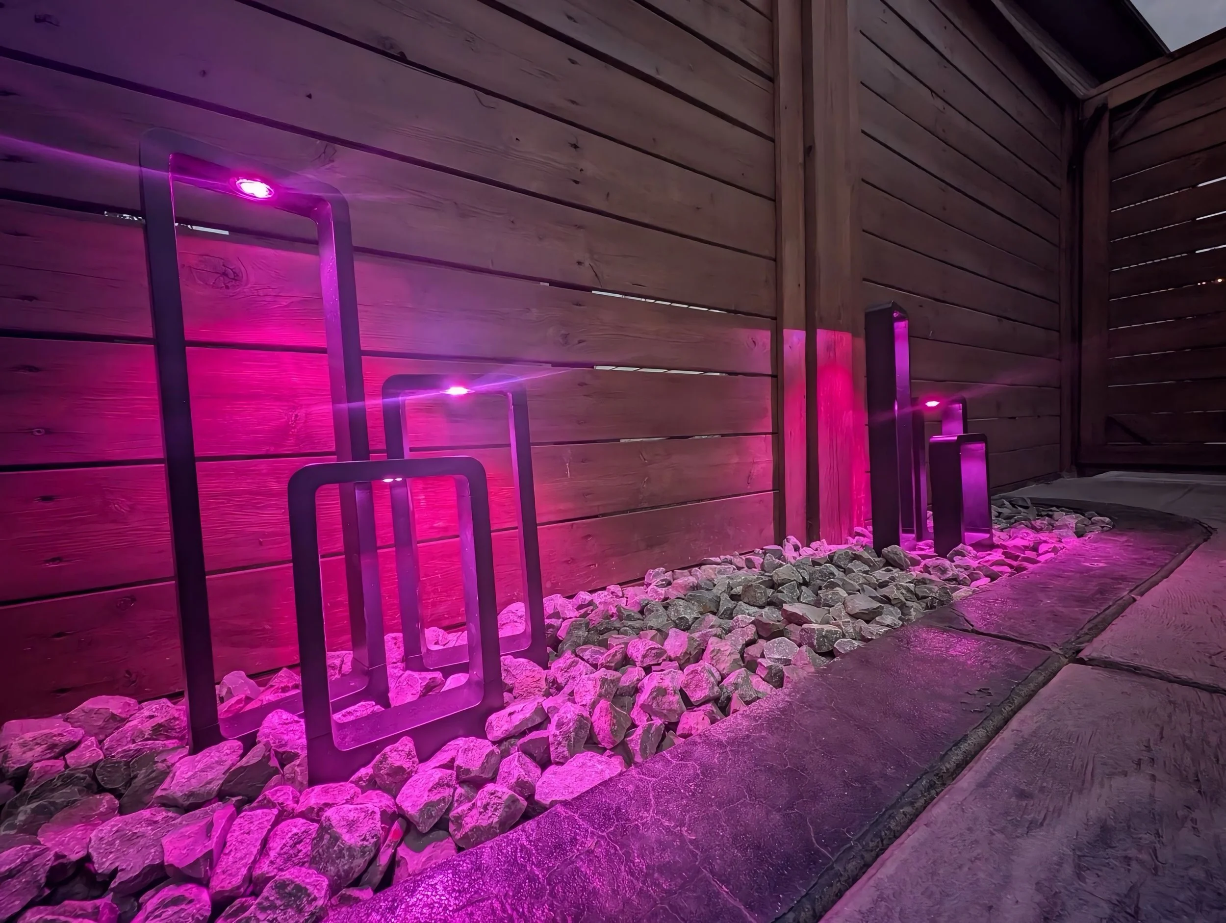 Permanent lighting, JellyFish and WATTS , illuminated by LED lighting along the edges of the roof, soffits and walls in the Denver Colorado area