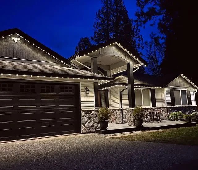 Permanent lighting, JellyFish and WATTS , illuminated by LED lighting along the edges of the roof, soffits and walls in the Denver Colorado area