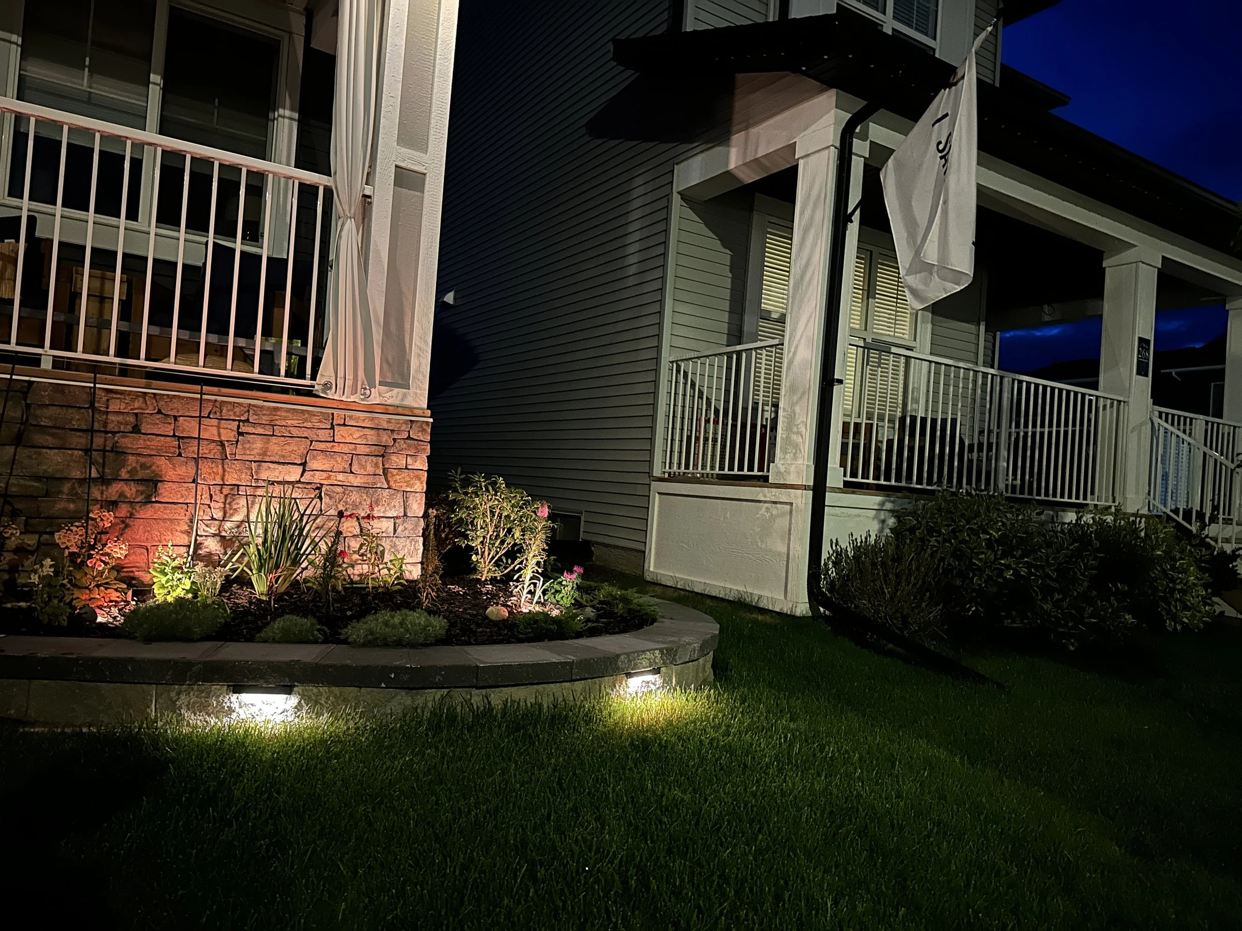 Permanent lighting, JellyFish and WATTS , illuminated by LED lighting along the edges of the roof, soffits and walls in the Denver Colorado area