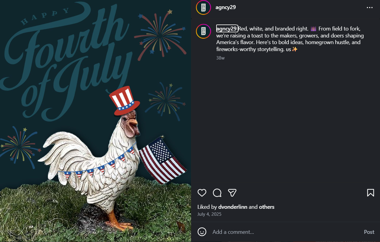 Holiday post: Social caption writing designed to celebrate the holiday, boost engagement, and reinforce brand personality