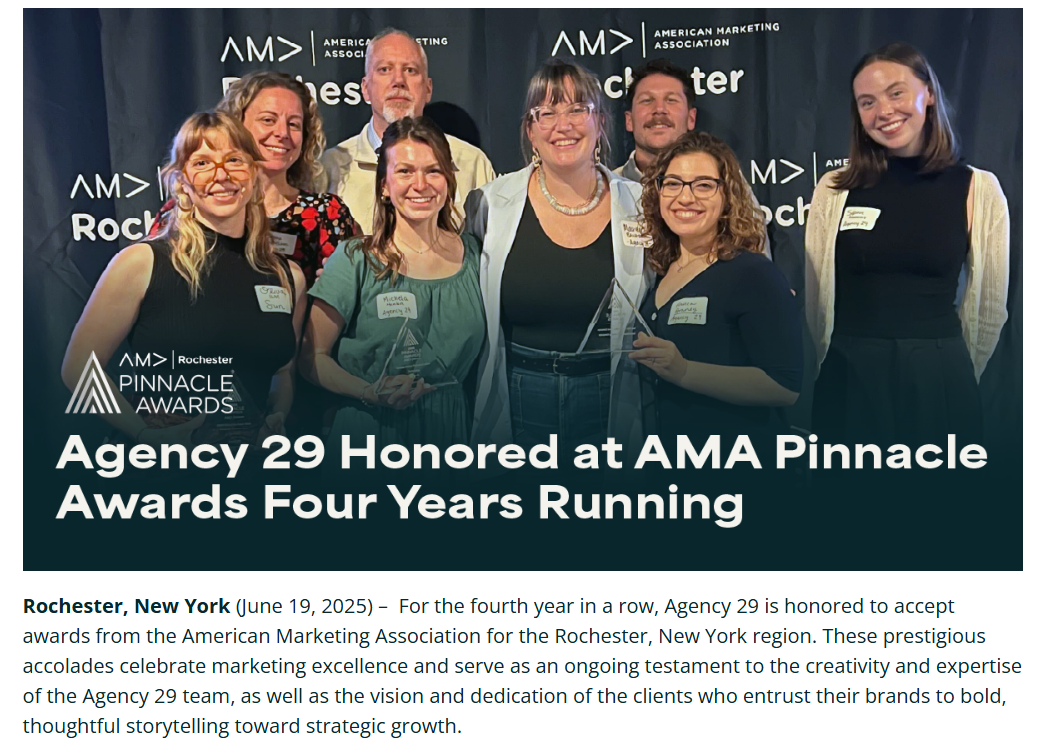 Press release: Press release writing announcing industry recognition, highlighting award-winning client work and reinforcing the agency's credibility and impact. Click image to read more. 