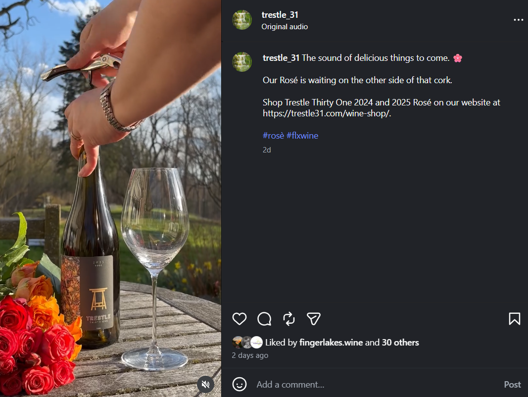 Product feature: created a short-form reel and messaging to showcase the Rosé and drive online purchases.