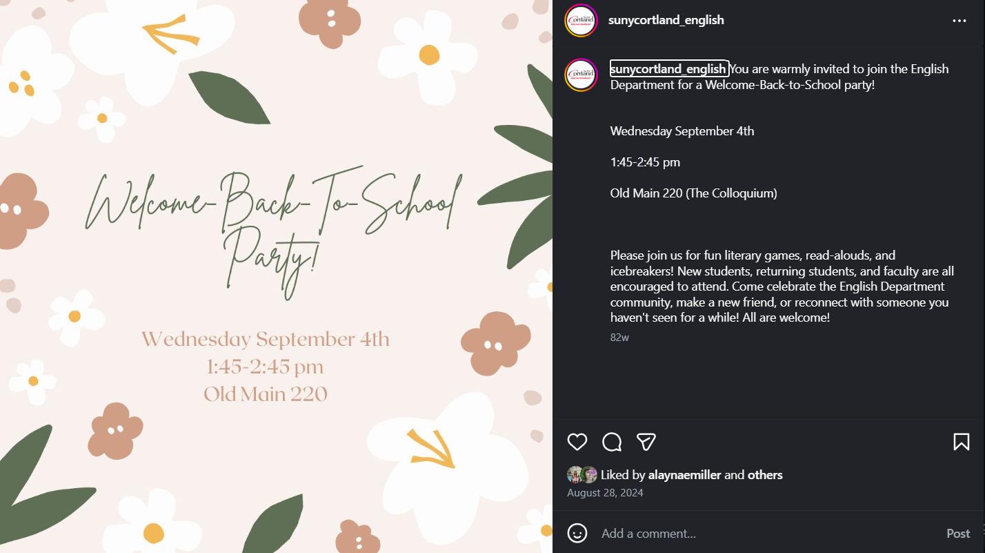 Event promotion: designed graphic and wrote caption for upcoming back to school event to increase event attendance.