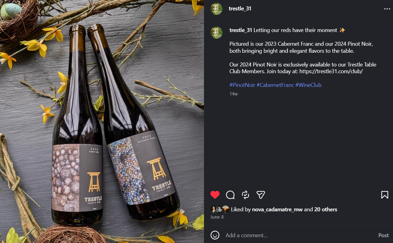 Product promotion: developed messaging to highlight two red wines while promoting an exclusive wine club offering.