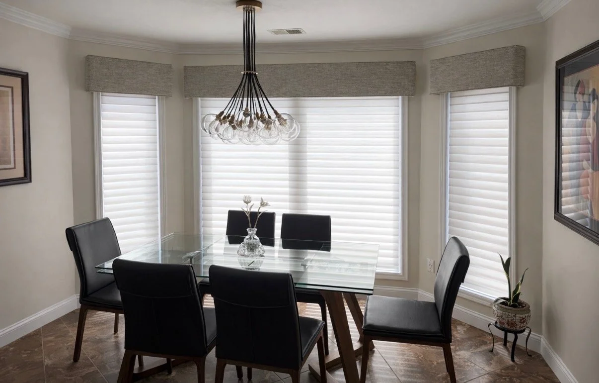 Smart home motorized blinds installed in a Melville NY condo.