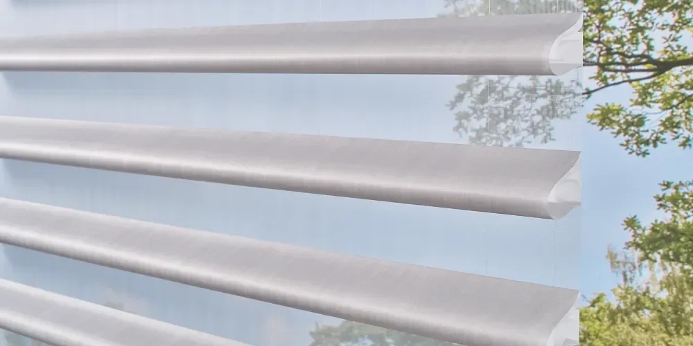 Pirouette window shadings in a modern Nesconset NY kitchen.