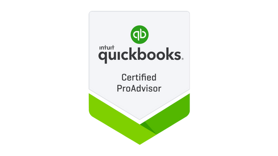 QuickBooks Certified ProAdvisor badge with green and white design.