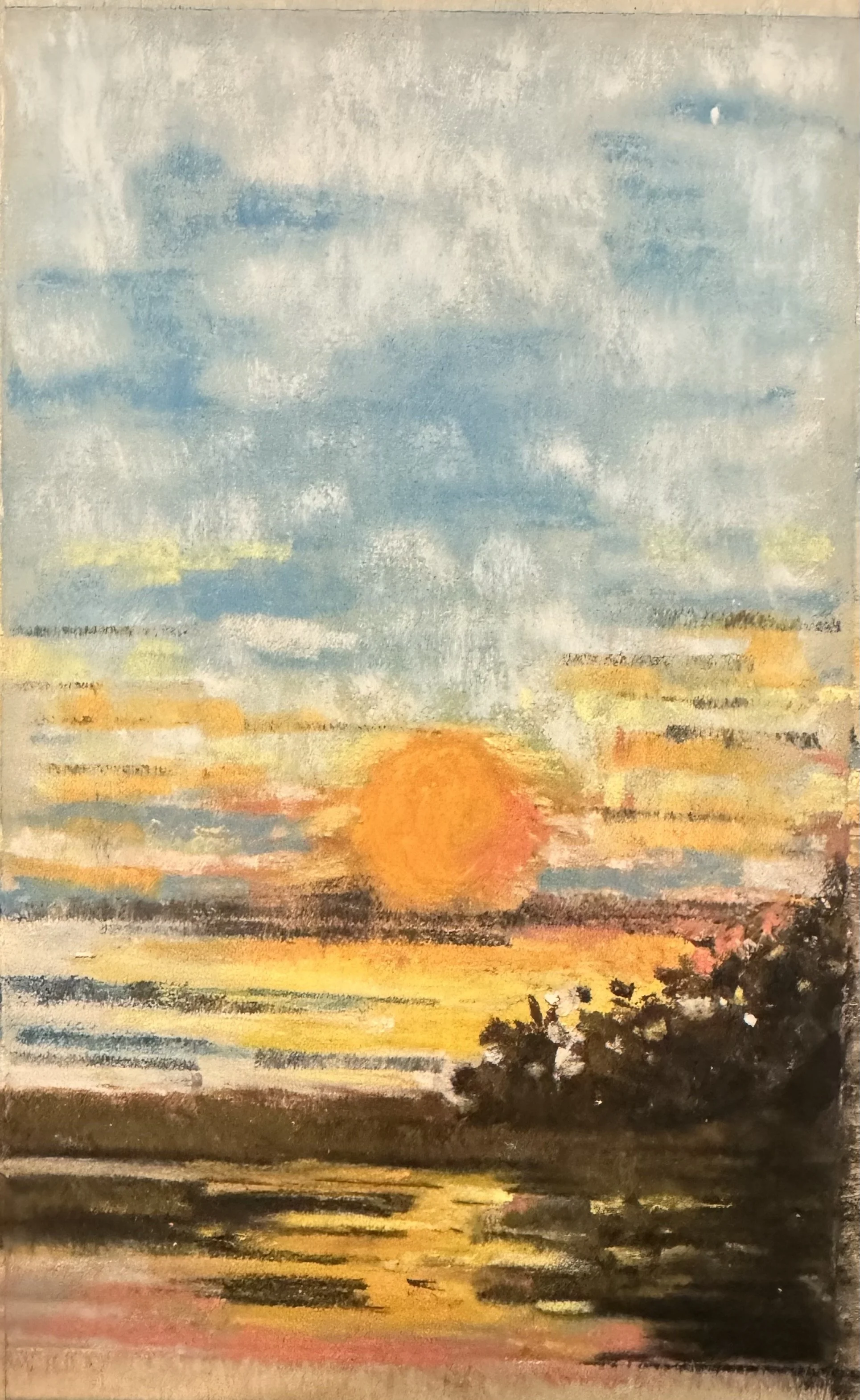 Orange Sunset Over Water. The sun setting over water. Orange. Gold. Gray. The day giving its last color and asking nothing in return.