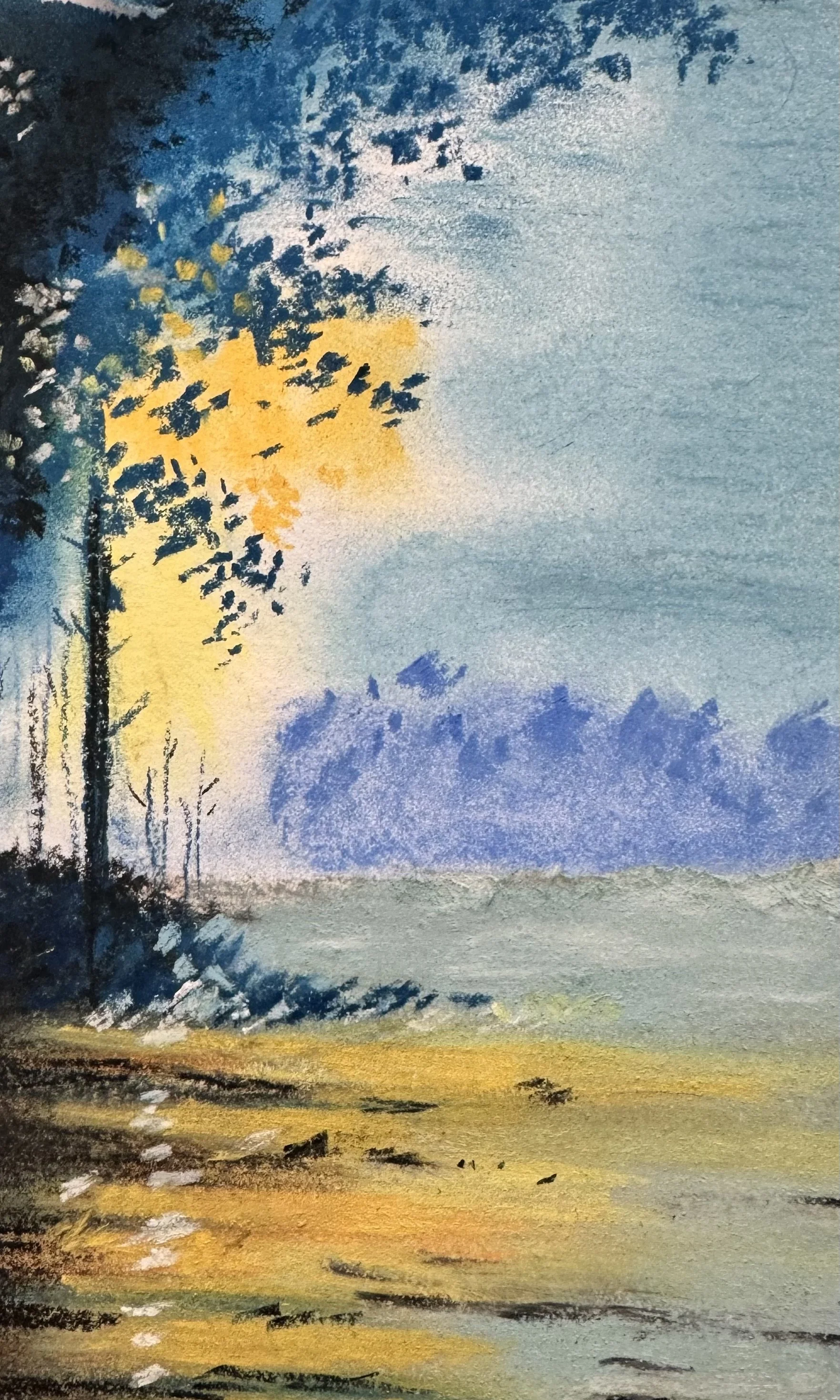 Yellow Tree, Blue Mountains. The last yellow leaves before the season turns. Blue mountains in the distance. A quiet that does not require company.