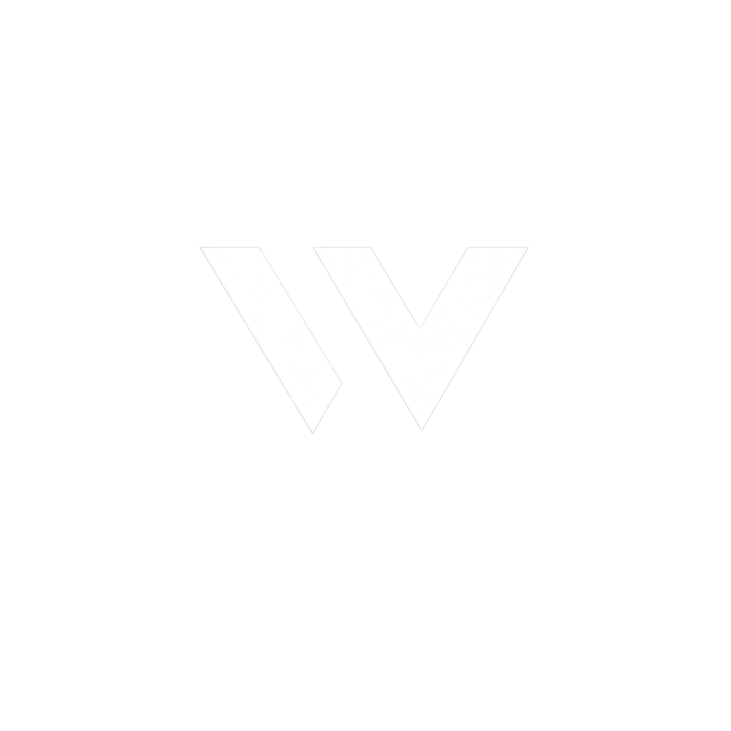 Black background with a white stylized letter 'V' in the center.
