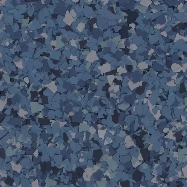 Close-up of blue decorative epoxy floor with various shades of blue.