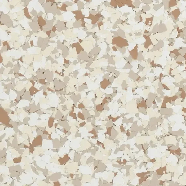 Close-up of a textured surface with small, irregularly shaped particles in shades of white, beige, and brown.