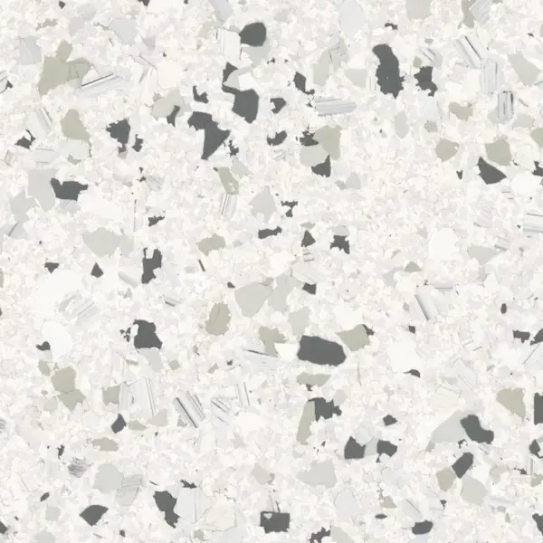 Close-up of a speckled, textured surface with various shades of white, gray, and black, resembling epoxy floors