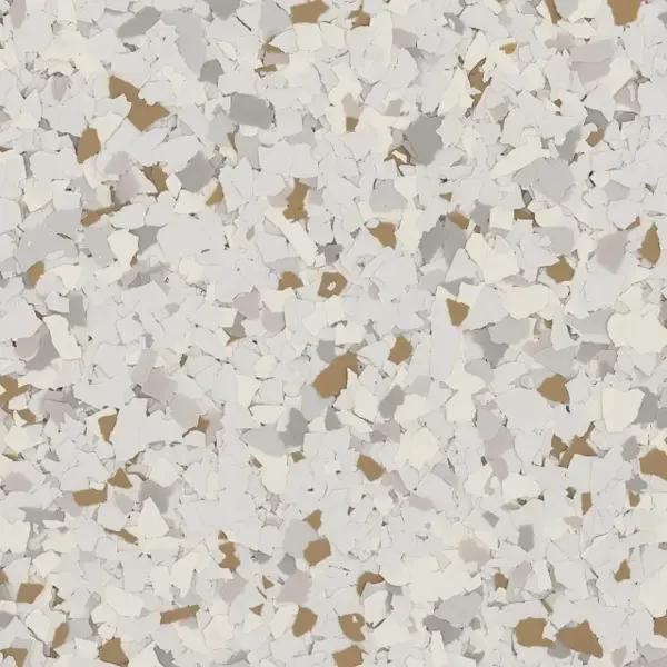 Close-up view of white and brown speckled textured surface, possibly a concrete coated floor.