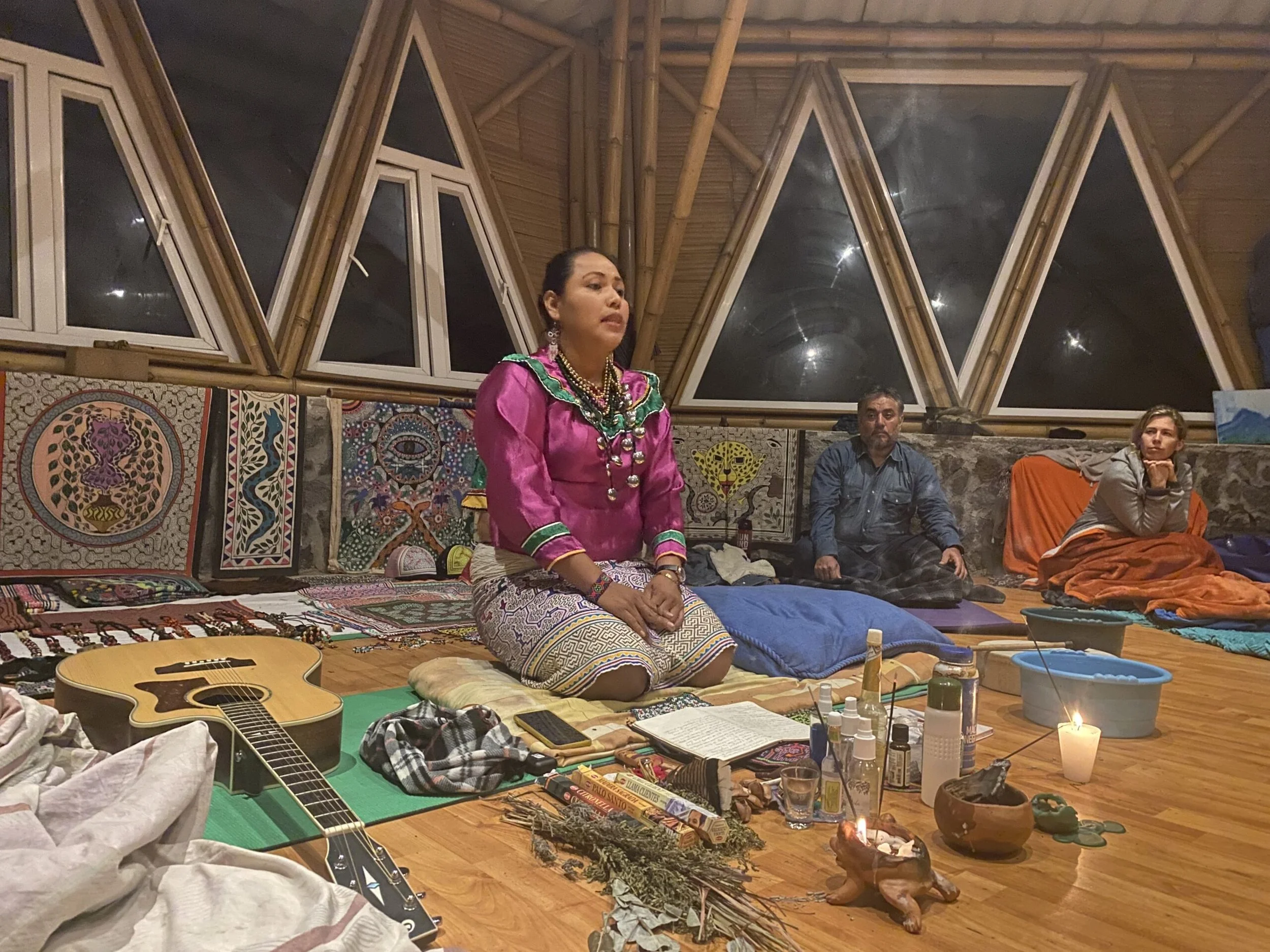 Experienced facilitator leading a guided ayahuasca ceremony at a veteran-led retreat designed for deep healing, self-discovery, and recalibration