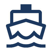 Icon of a ship with waves underneath