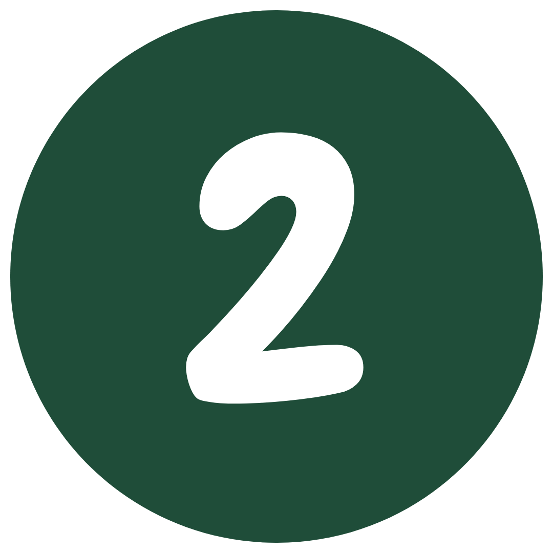 Green circular background with a large white number 2 in the center.