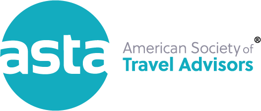 Logo of the American Society of Travel Advisors, featuring a teal circle with lowercase white text 'asta' and the full name in smaller font to the right.