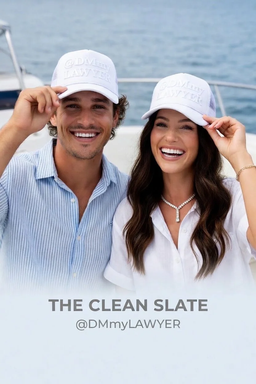 WHITE @DMmyLAWYER Puff Trucker Hat